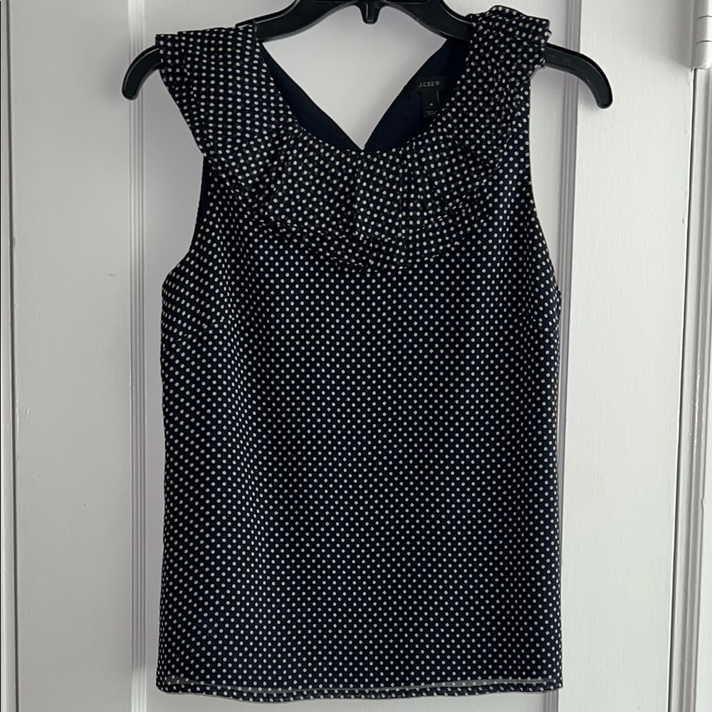 Navy Polka Dot Top by J Crew size 4